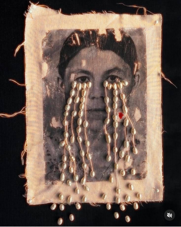 Pearl textile portrait artwork
