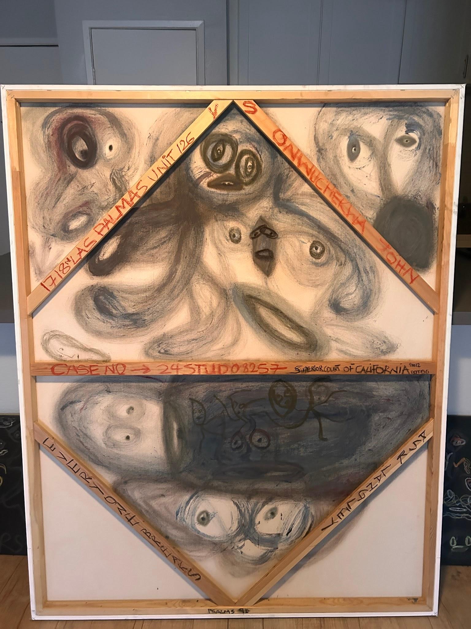 ON TODAY’S EPISODE OF DAMNED AND THE REDEEMED — reverse of canvas